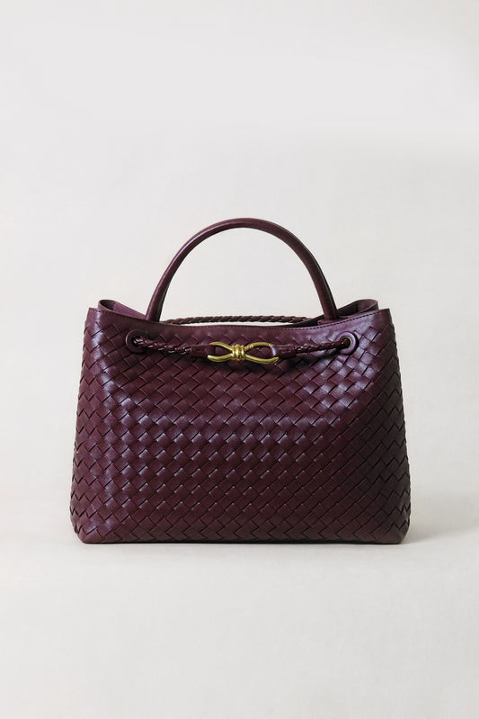 Large Artisan Grace Tote - Shinny Wine Red