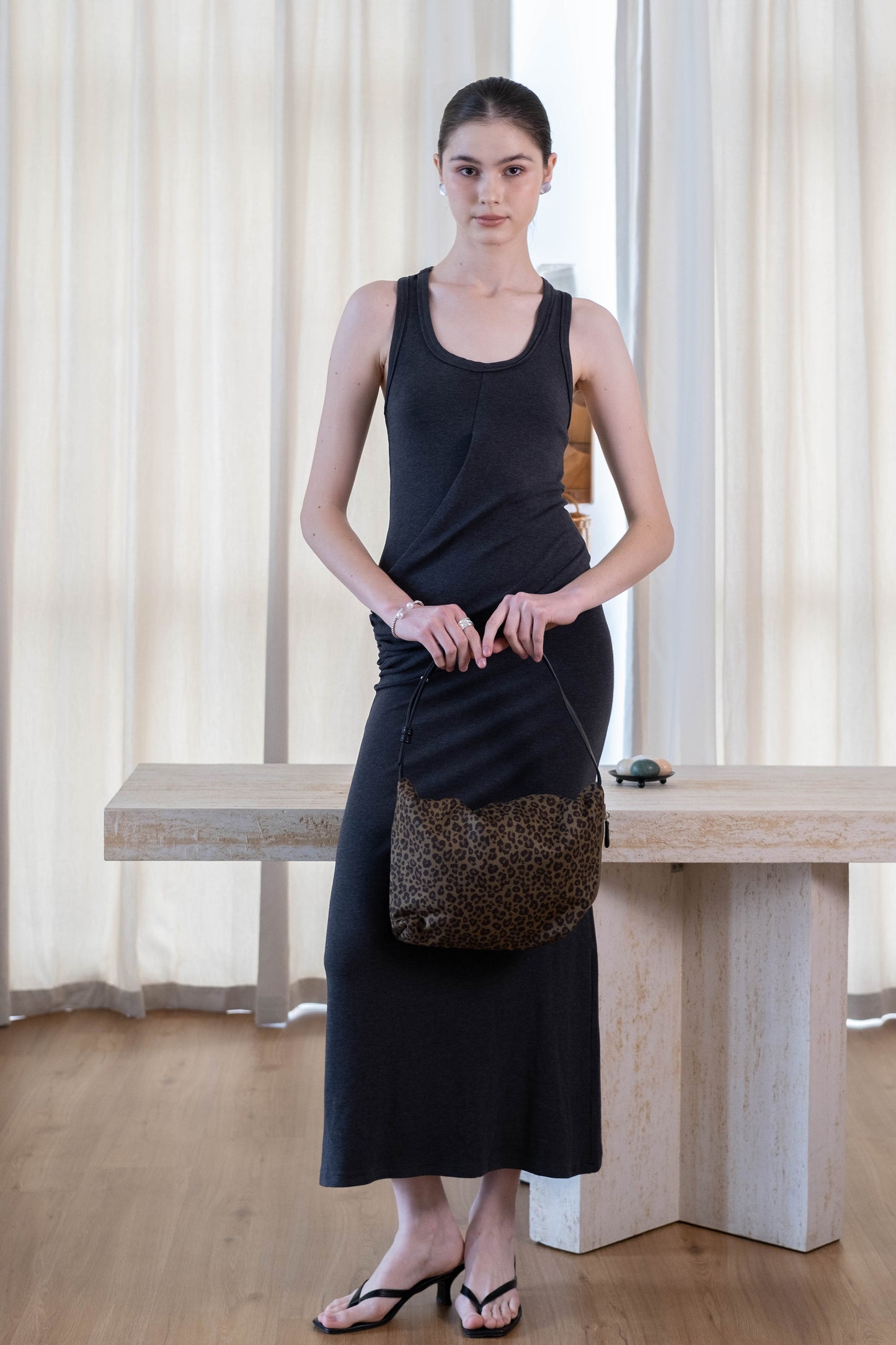 Classic Ruched Bag - Green Leopard Print