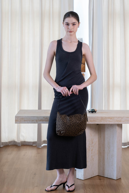 Classic Ruched Bag - Green Leopard Print