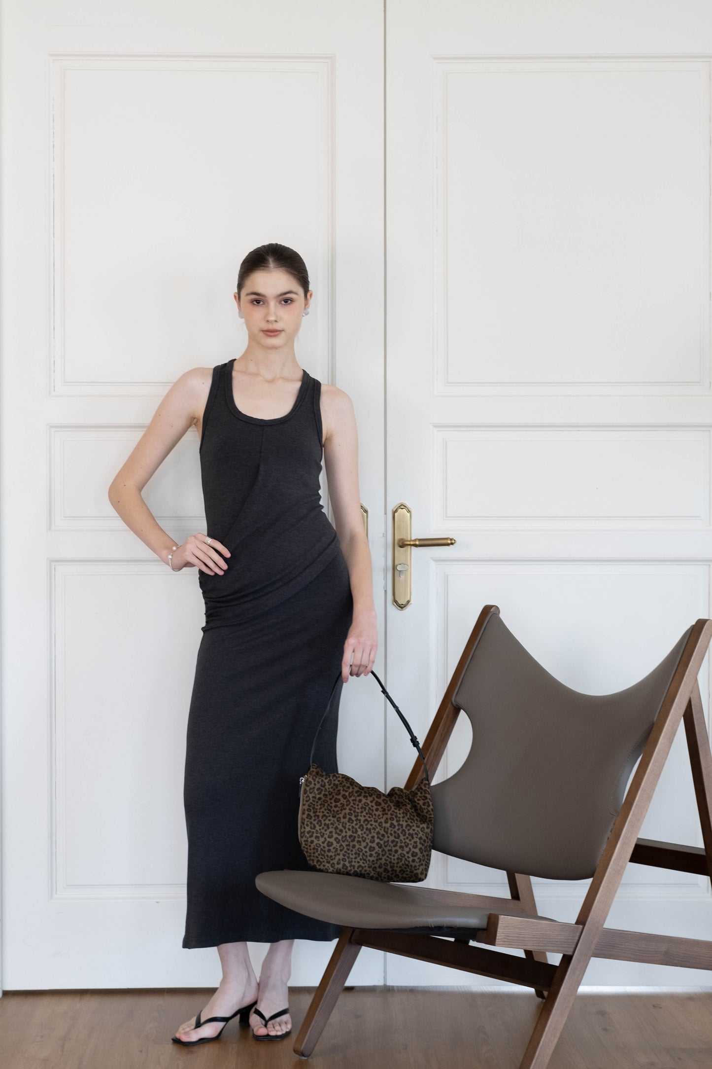 Classic Ruched Bag - Green Leopard Print