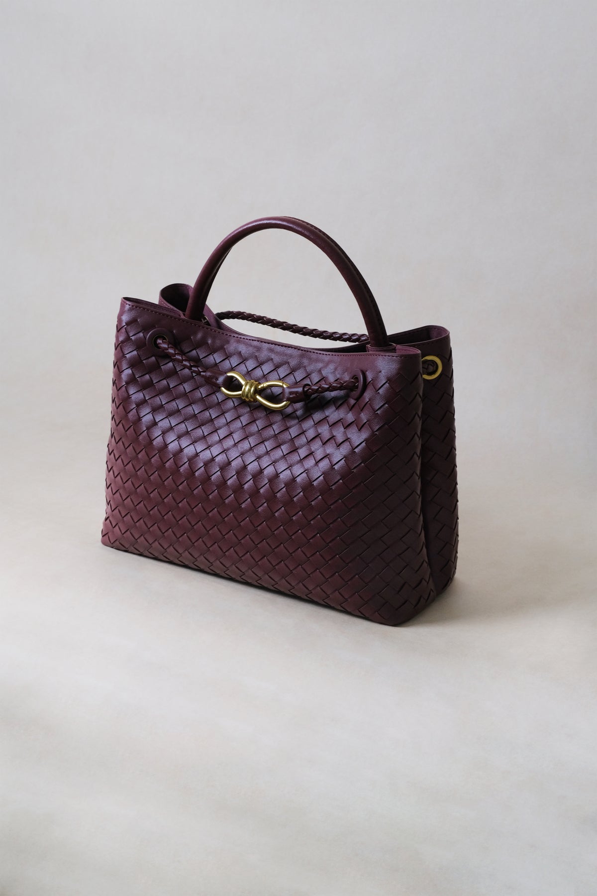 Large Artisan Grace Tote - Shinny Wine Red