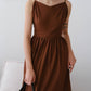 棕色法式棉麻高腰連身裙