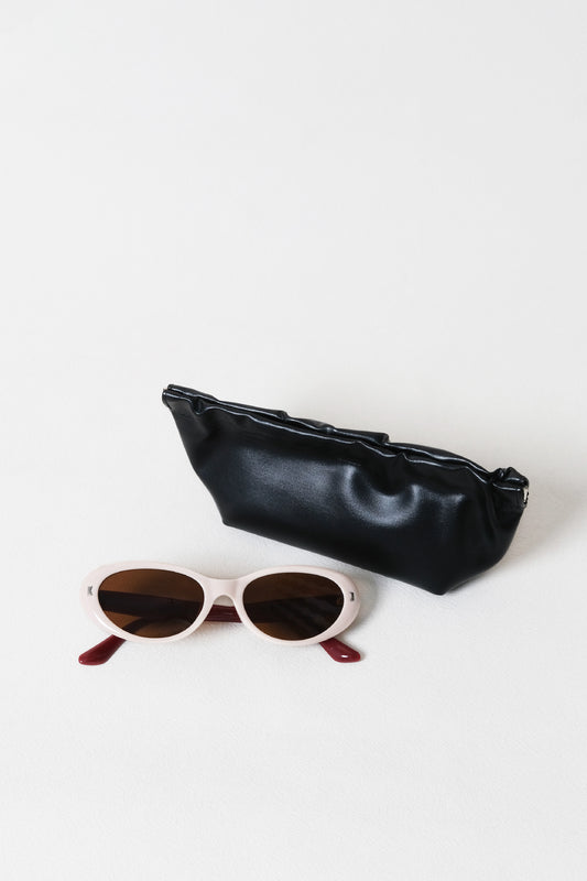 Lumière Oval Sunglasses - Creamy Pink Frame + Brown Lenses