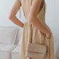 French Cotton and Linen High Waist Dress In Khaki