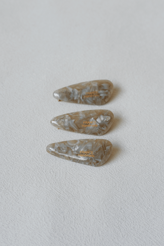 Petite Oval Barrette - Grey Pattern