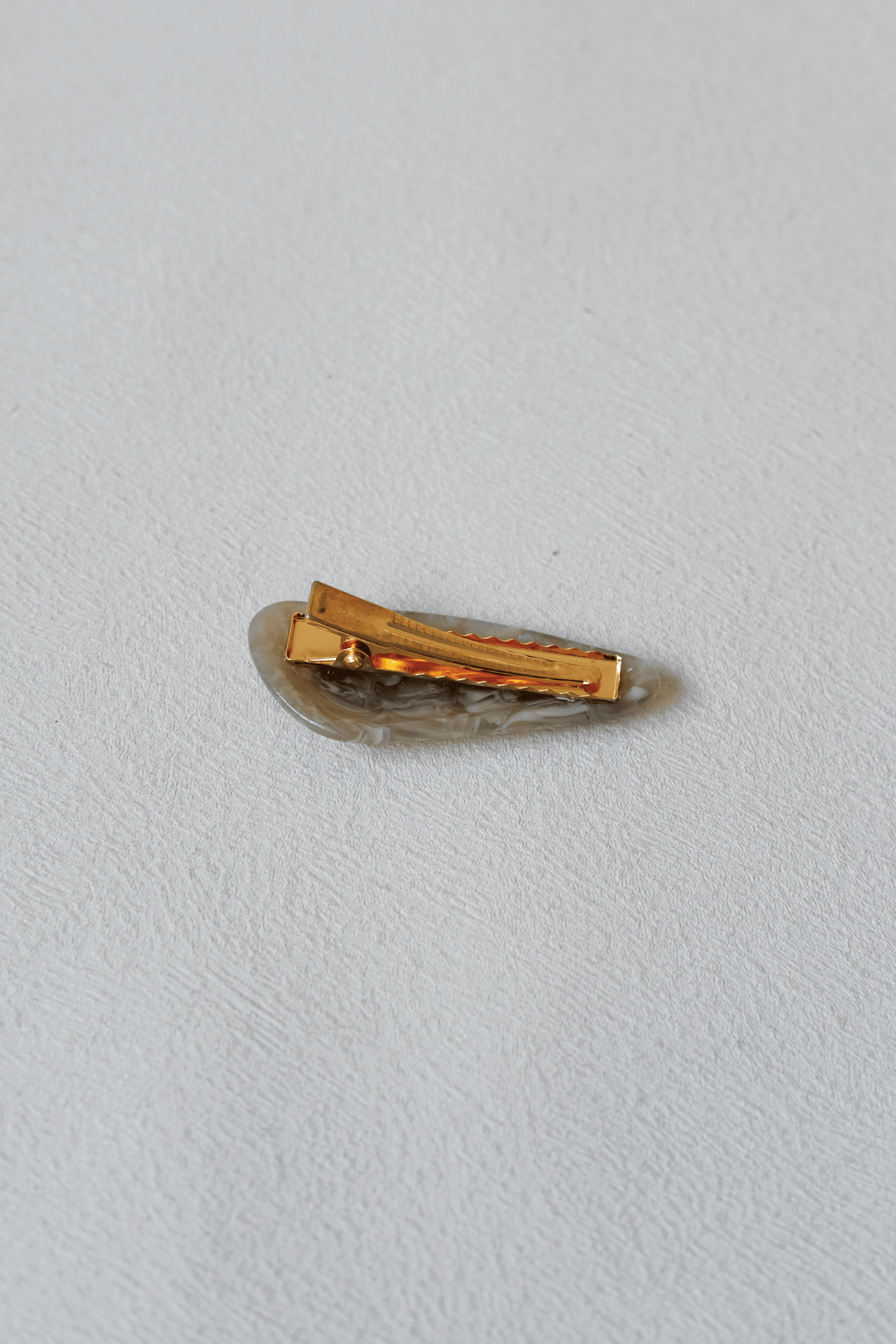 Petite Oval Barrette - Grey Pattern