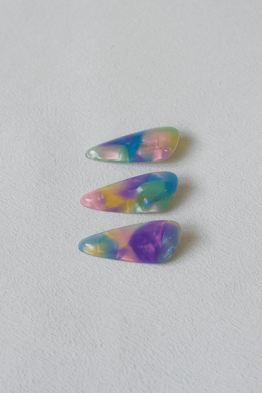 Petite Oval Barrette - Purple Pattern