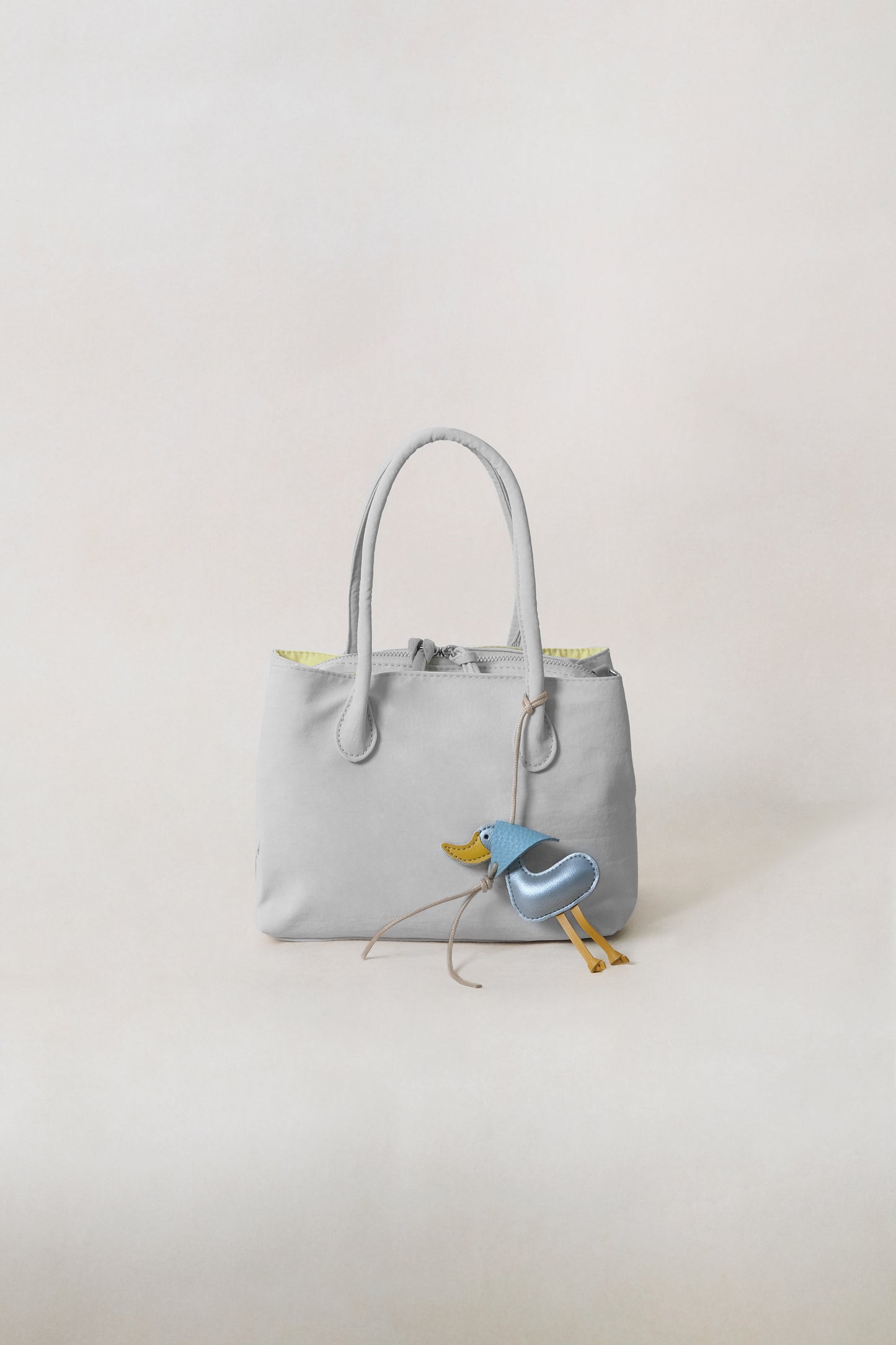 Mini Classic Flow Nylon Tote - Grey Yellow (With Charm)