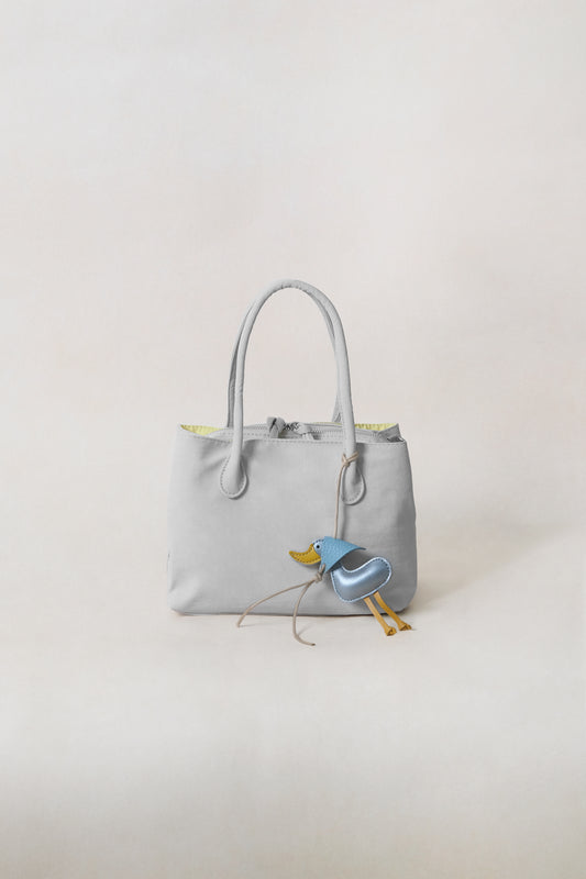 Mini Classic Flow Nylon Tote - Grey Yellow (With Charm)
