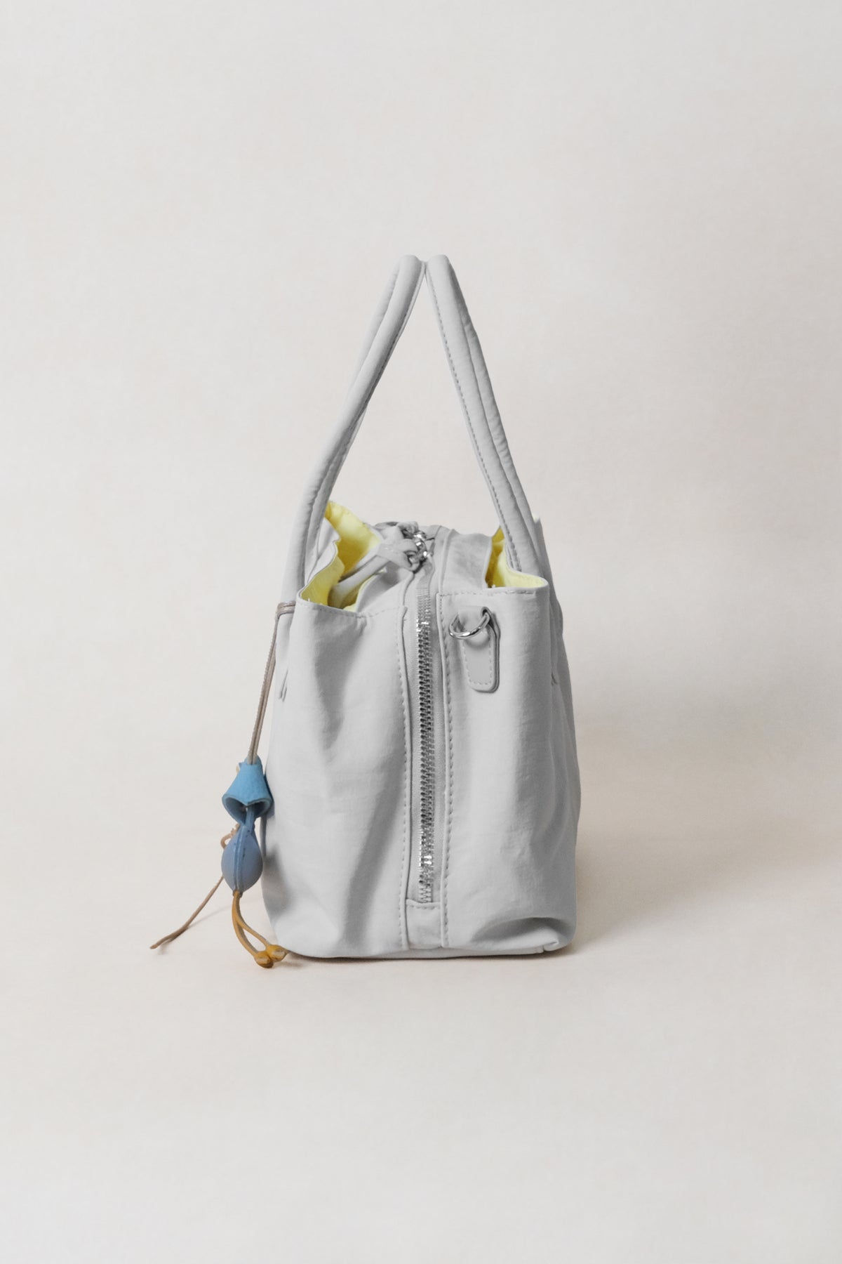 Mini Classic Flow Nylon Tote - Grey Yellow (With Charm)