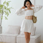 French Cotton and Linen Halter Top + Pleated High Waist Skirt