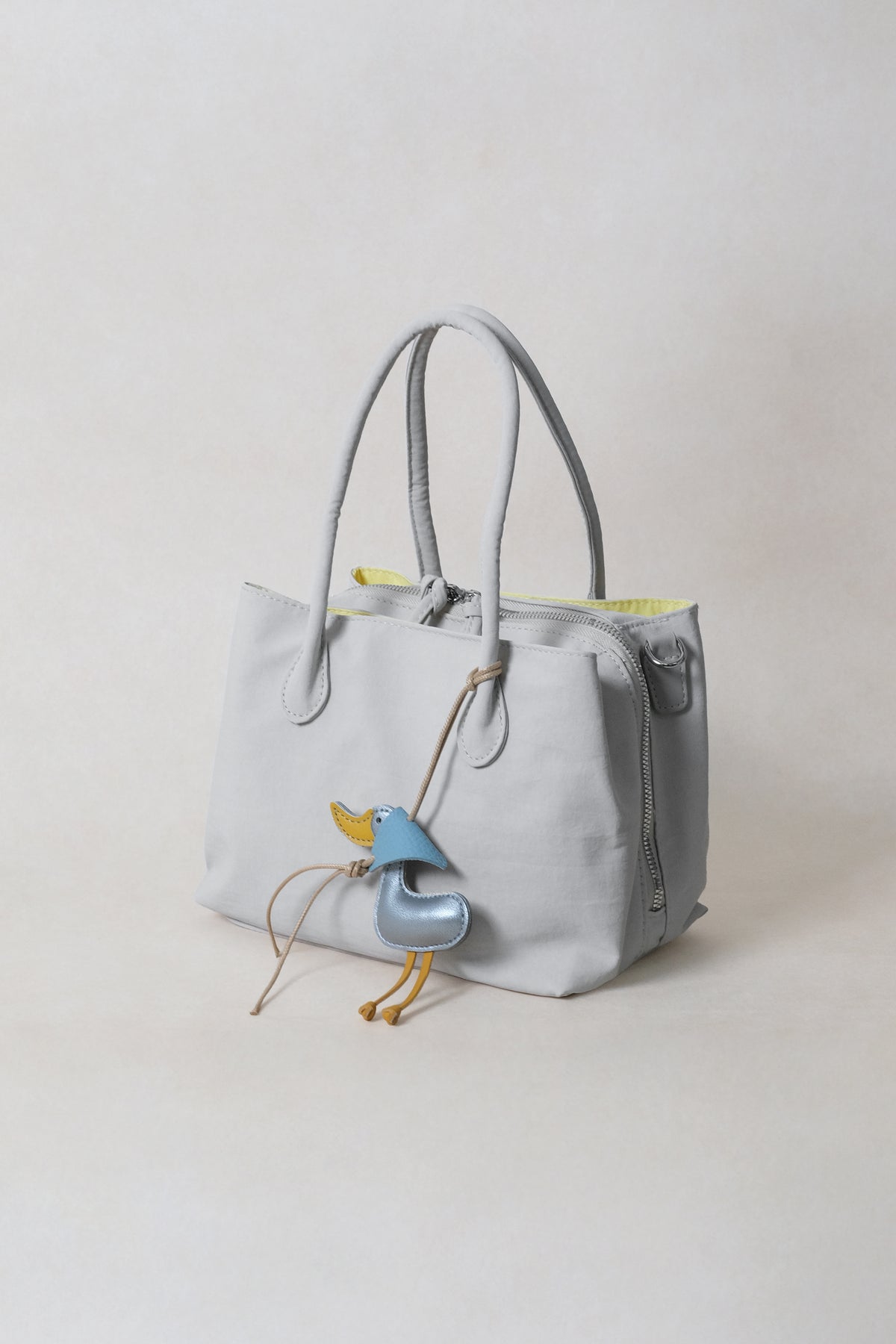 Mini Classic Flow Nylon Tote - Grey Yellow (With Charm)