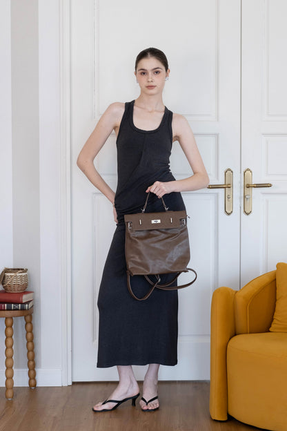 The Vivienne Backpack Tote - Coffee