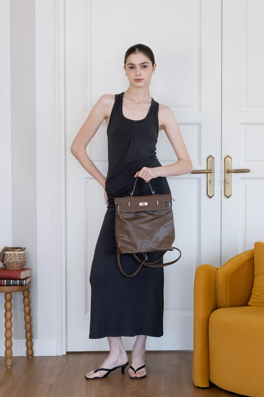 The Vivienne Backpack Tote - Coffee