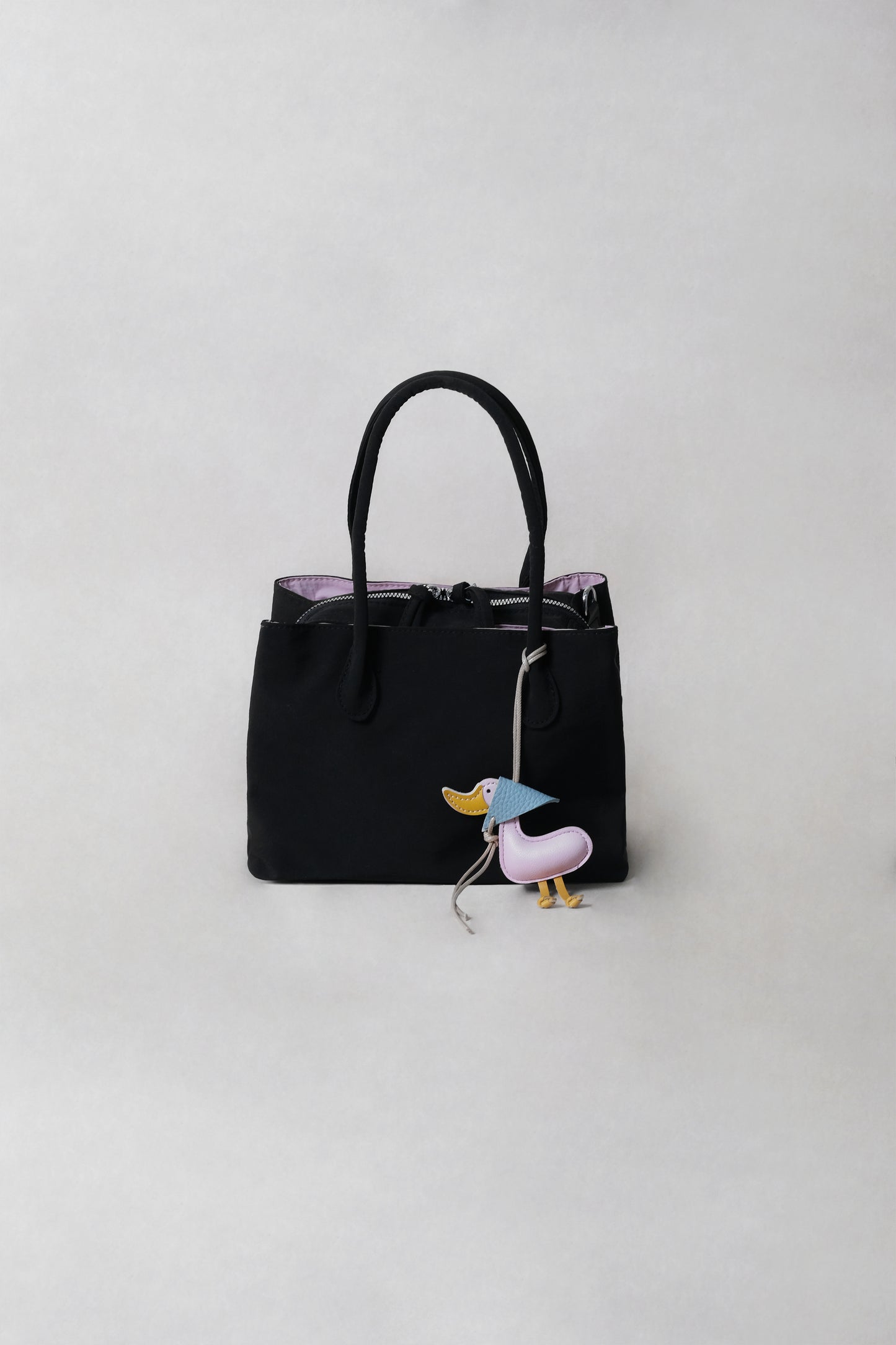 Mini Classic Flow Nylon Tote - Black Pink (With Charm)