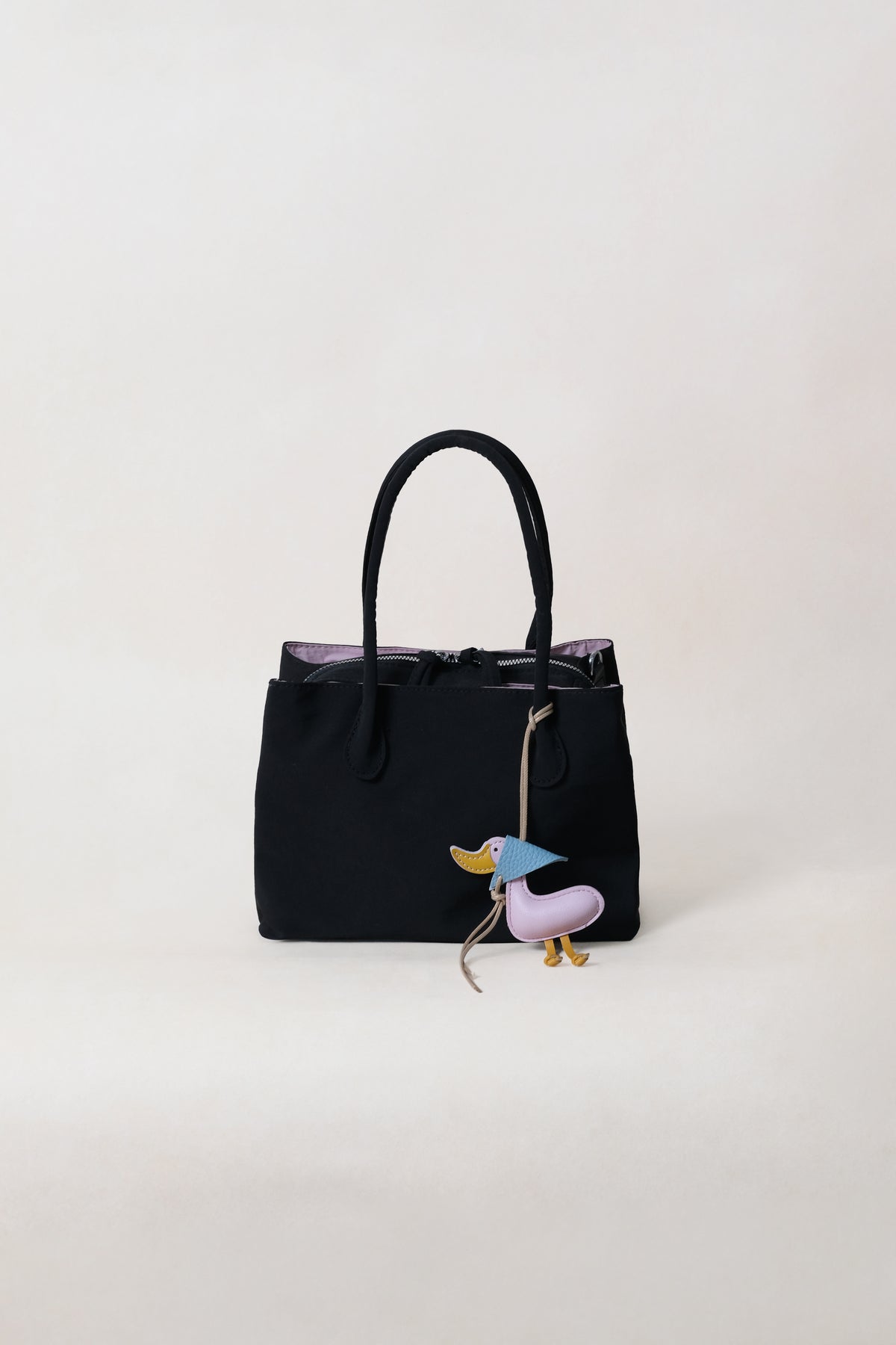 Mini Classic Flow Nylon Tote - Black Pink (With Charm)