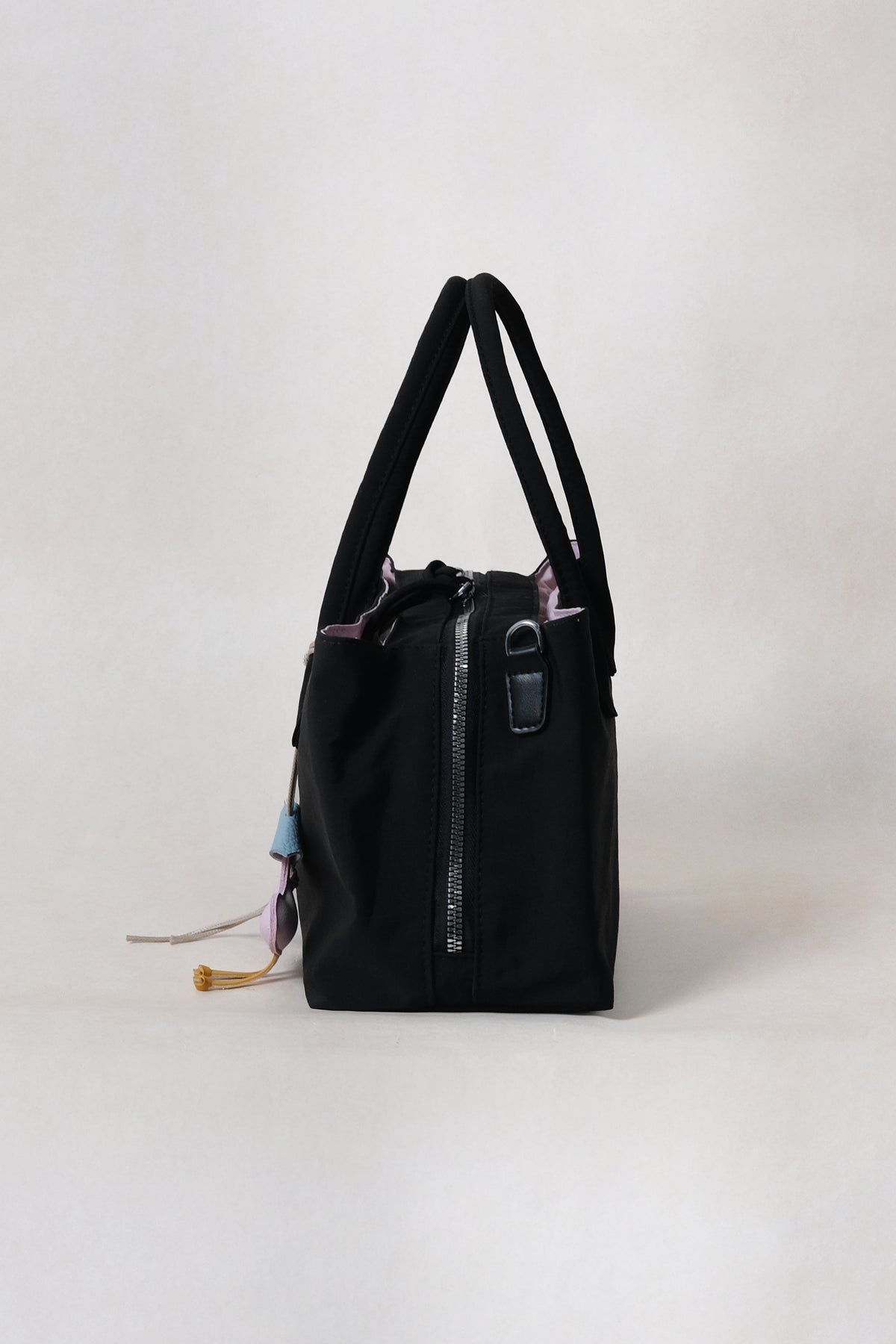 Mini Classic Flow Nylon Tote - Black Pink (With Charm)