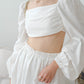 French Cotton and Linen Halter Top + Pleated High Waist Skirt