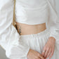 French Cotton and Linen Halter Top + Pleated High Waist Skirt