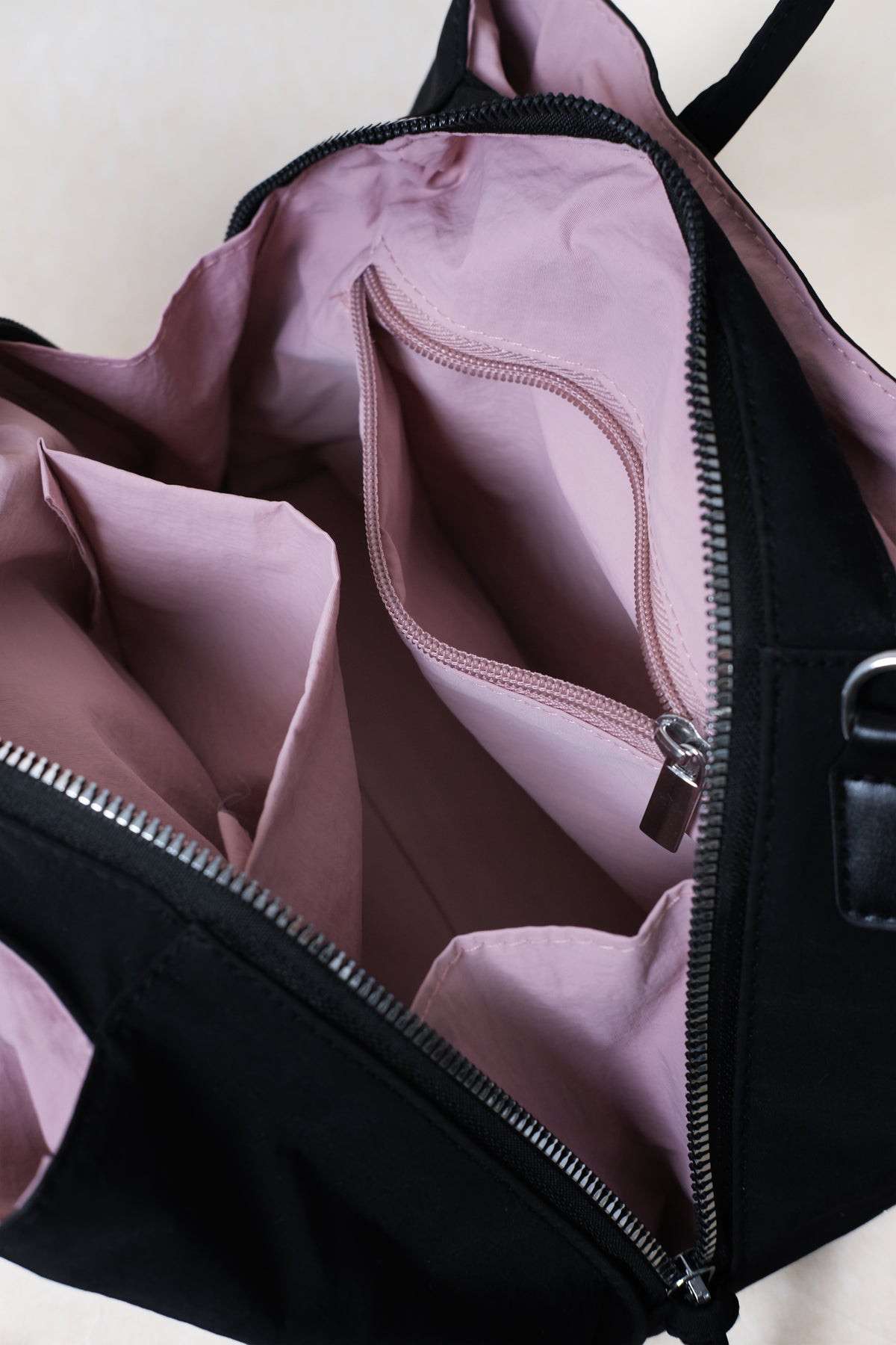 Mini Classic Flow Nylon Tote - Black Pink (With Charm)