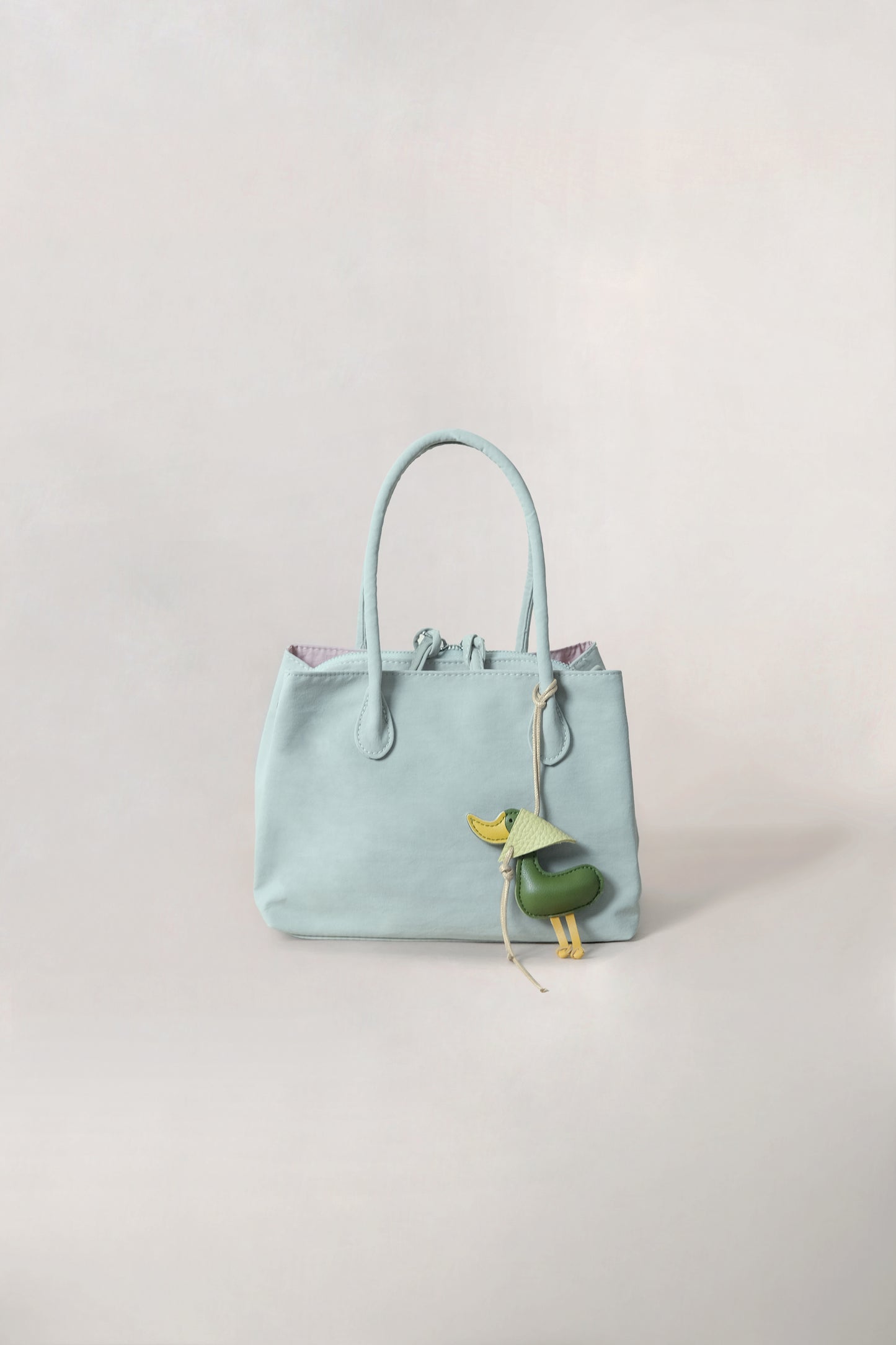 Mini Classic Flow Nylon Tote - Mint Pink (With Charm)