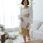 French Cotton and Linen Halter Top + Pleated High Waist Skirt