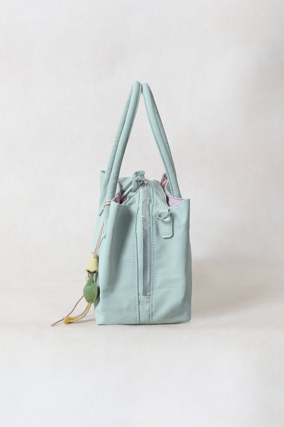 Mini Classic Flow Nylon Tote - Mint Pink (With Charm)