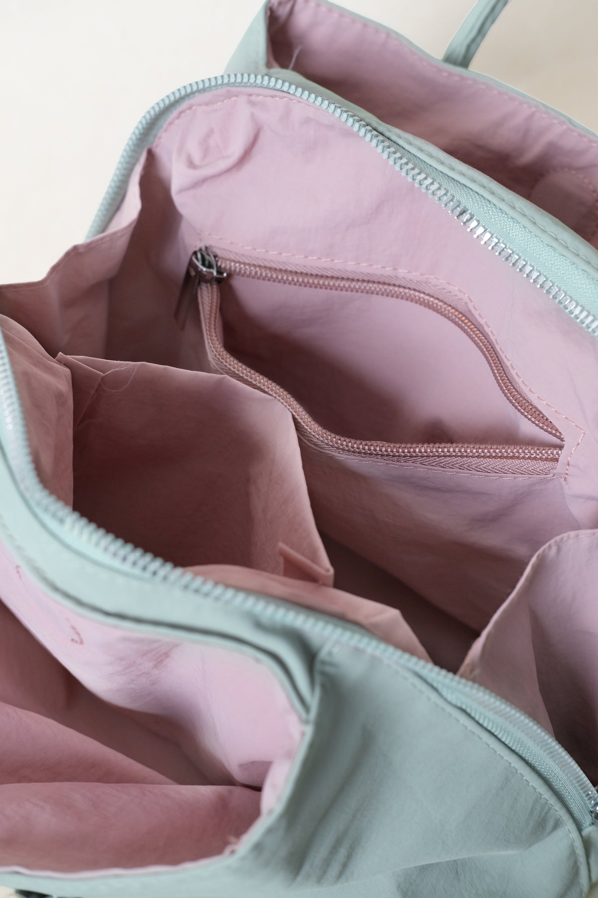 Mini Classic Flow Nylon Tote - Mint Pink (With Charm)