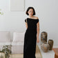클래식 블랙 와이드 허리띠 플리츠 니트 스커트