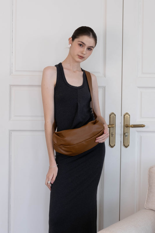 PU Soft Leather Pillow Bag in Brown
