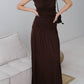 咖啡色寬腰百褶針織裙