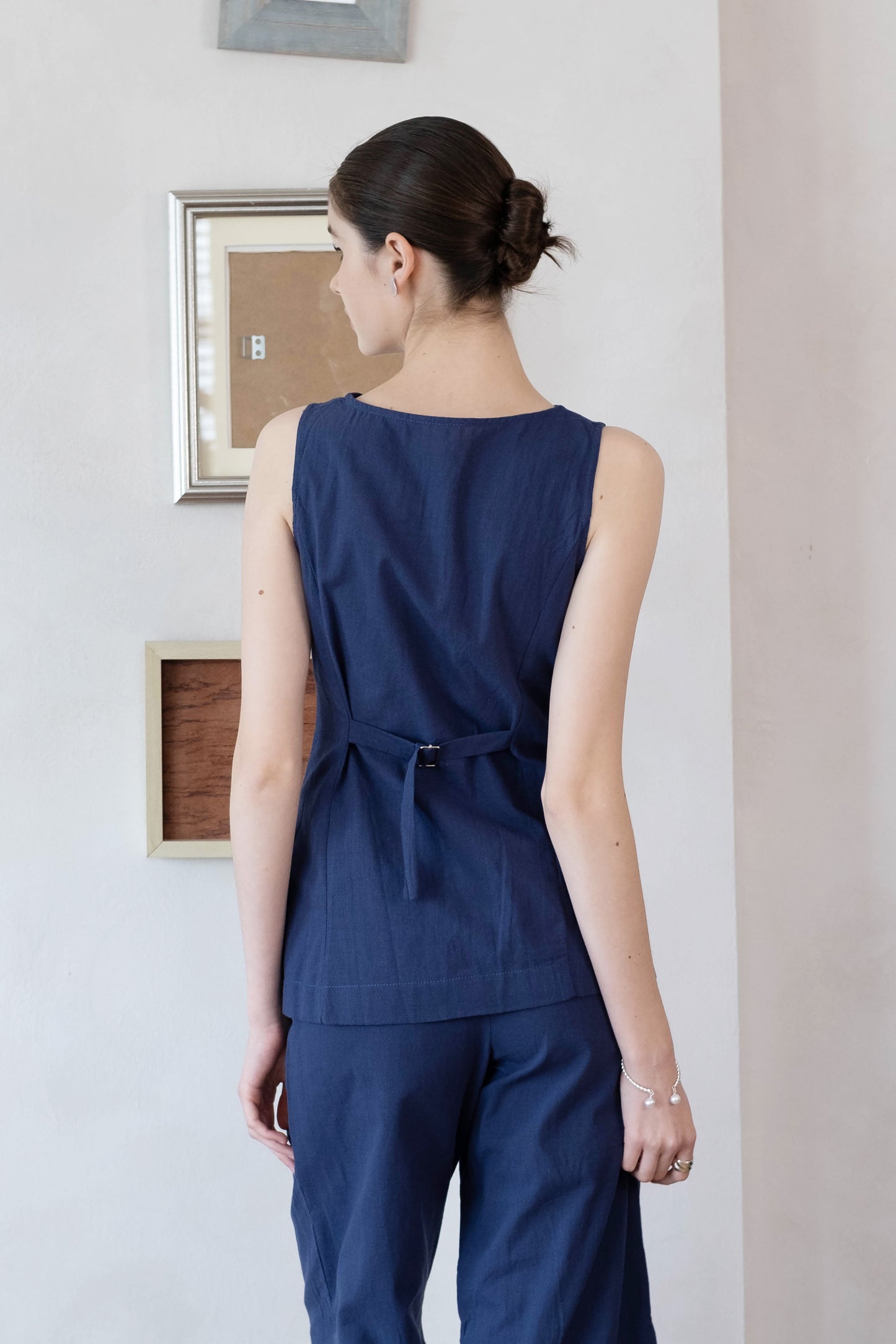 Navy Refined Curve Suit Set - Dark Blue