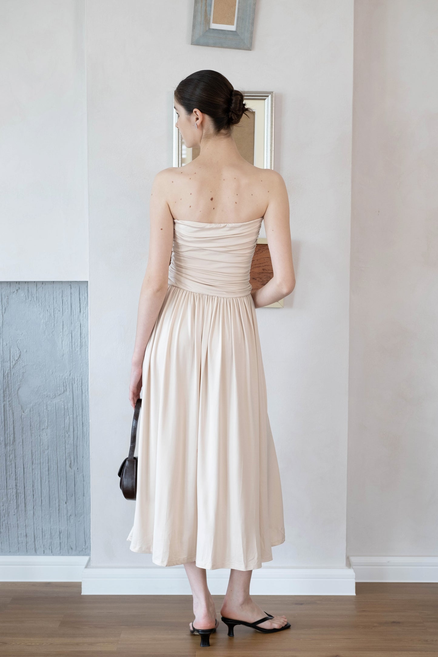 Luna Muse Draped Maxi Dress - Almond