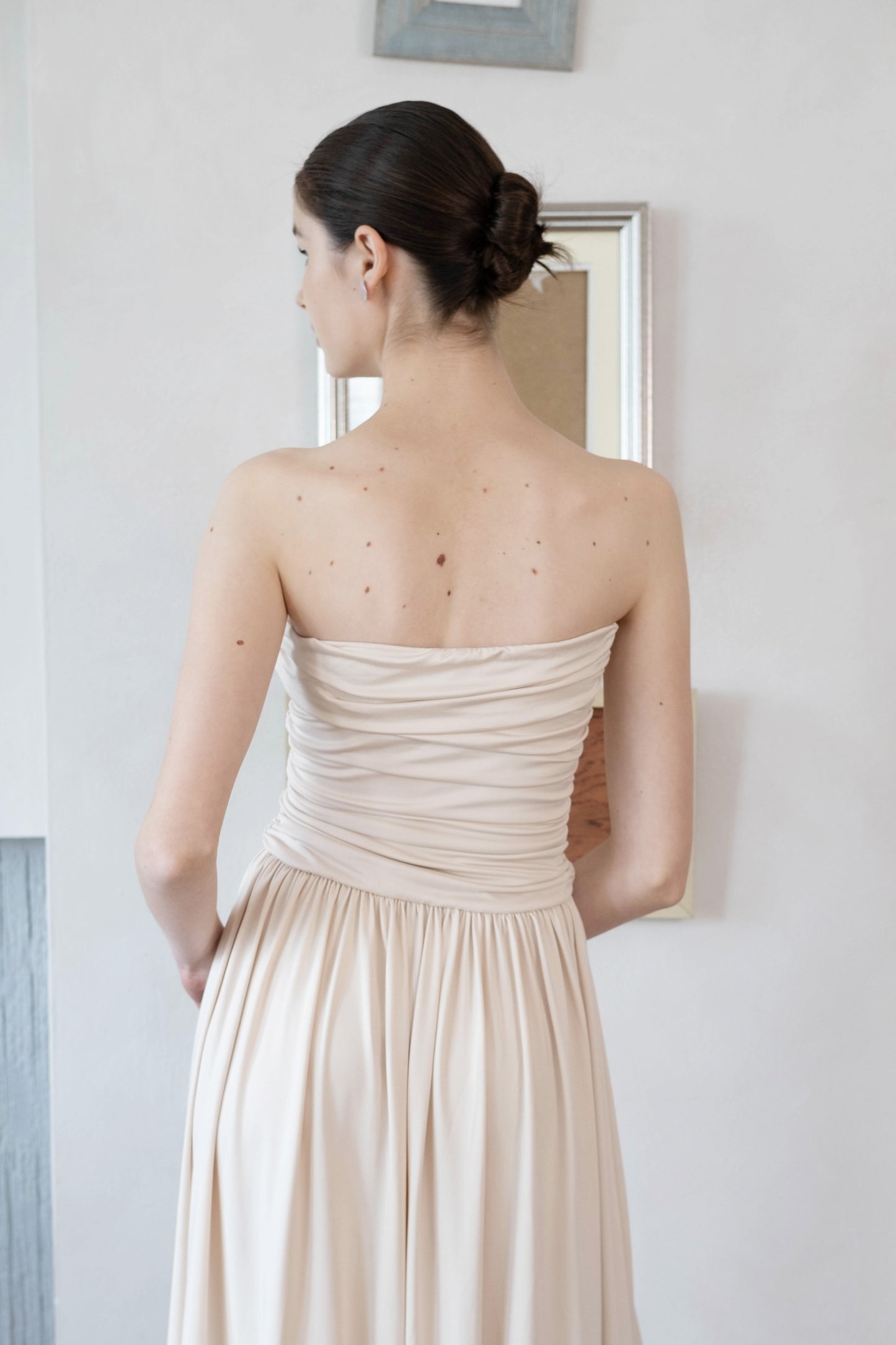 Luna Muse Draped Maxi Dress - Almond