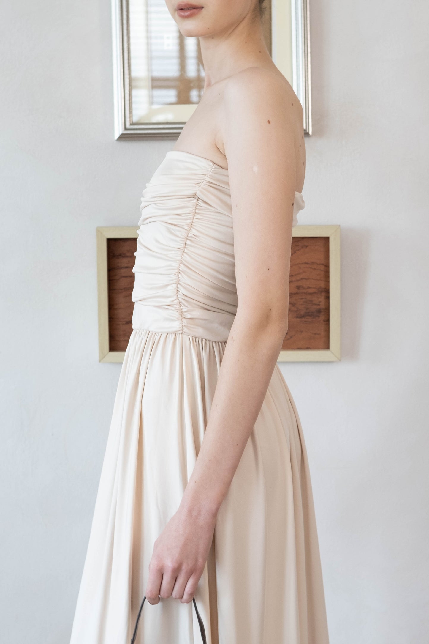 Luna Muse Draped Maxi Dress - Almond