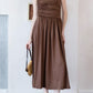 Luna Muse Draped Maxi Dress - Brown