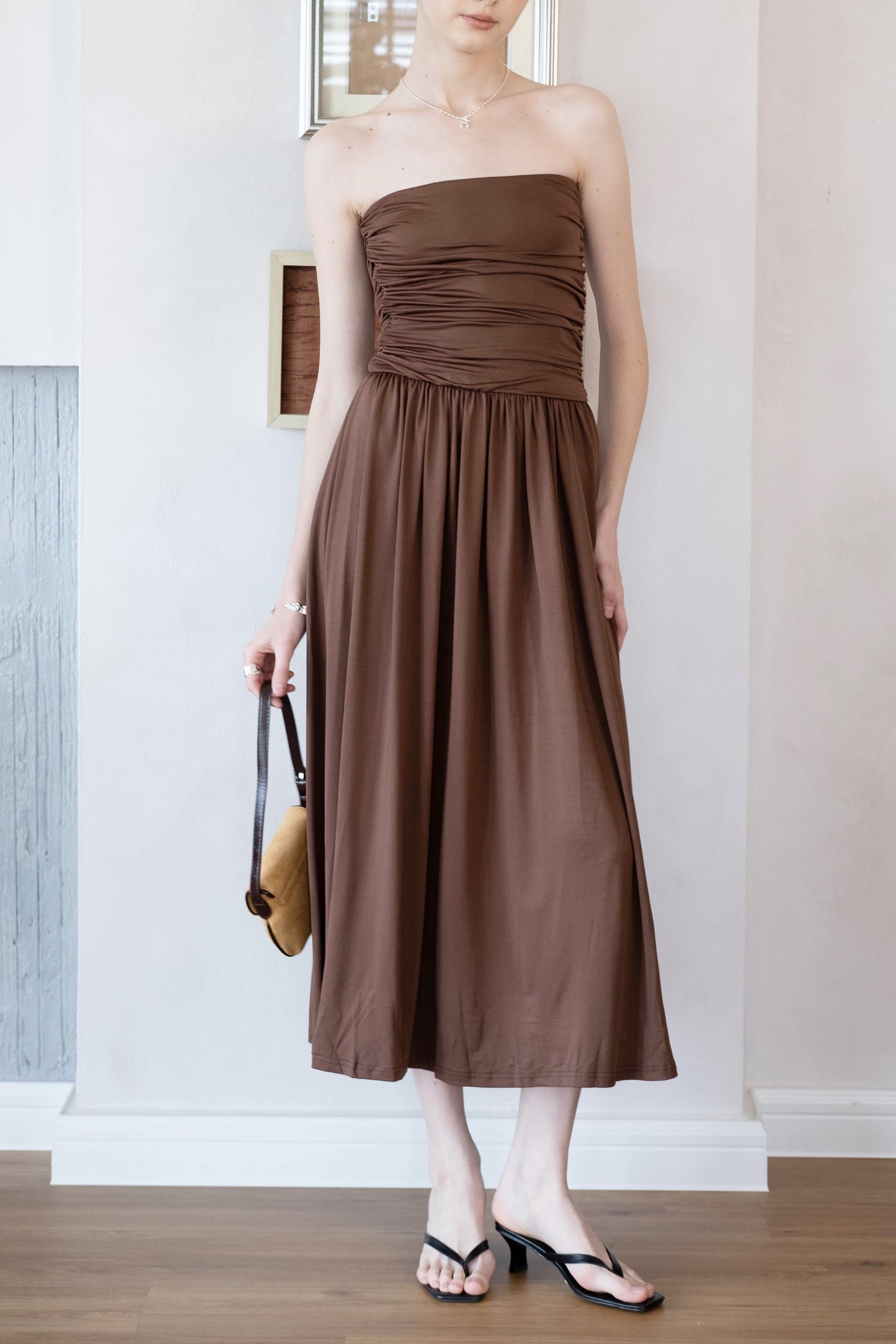 Luna Muse Draped Maxi Dress - Brown