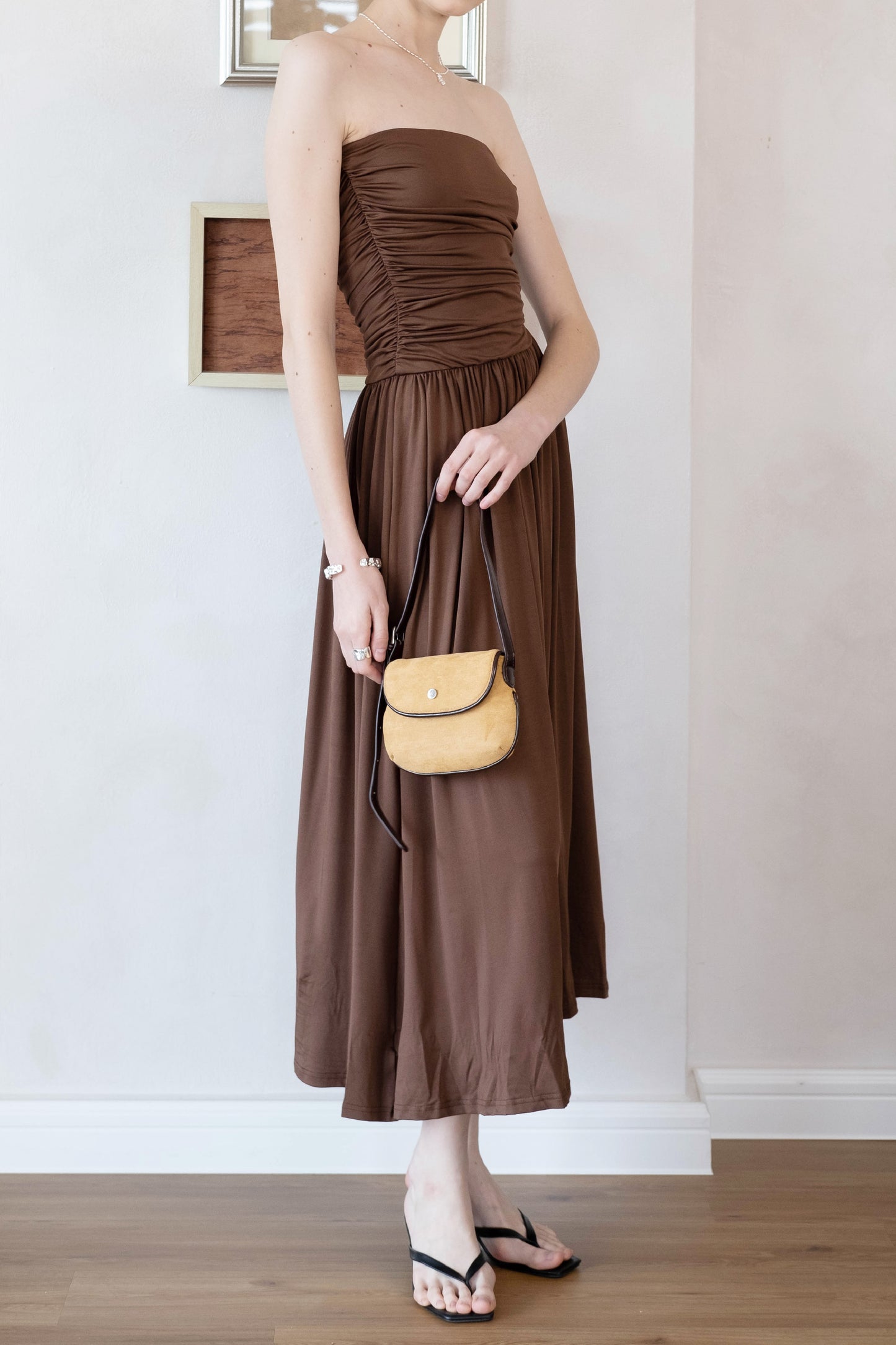 Luna Muse Draped Maxi Dress - Brown