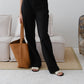 French Cotton and Linen Sleeveless Halter Top + High Waist Trousers in Classic Black