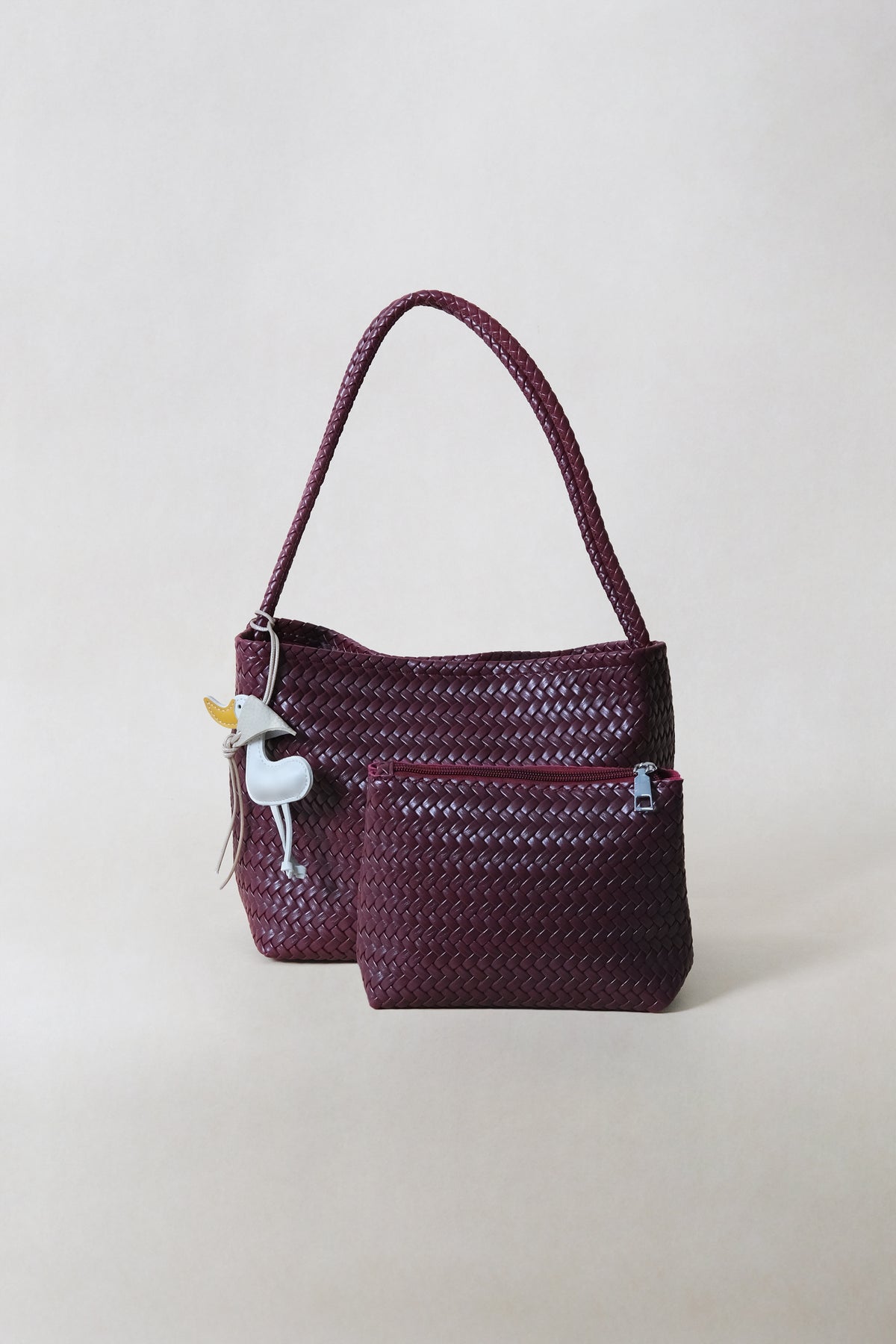 Artisan Heritage Basket Bag - Wine Red (With Charm)