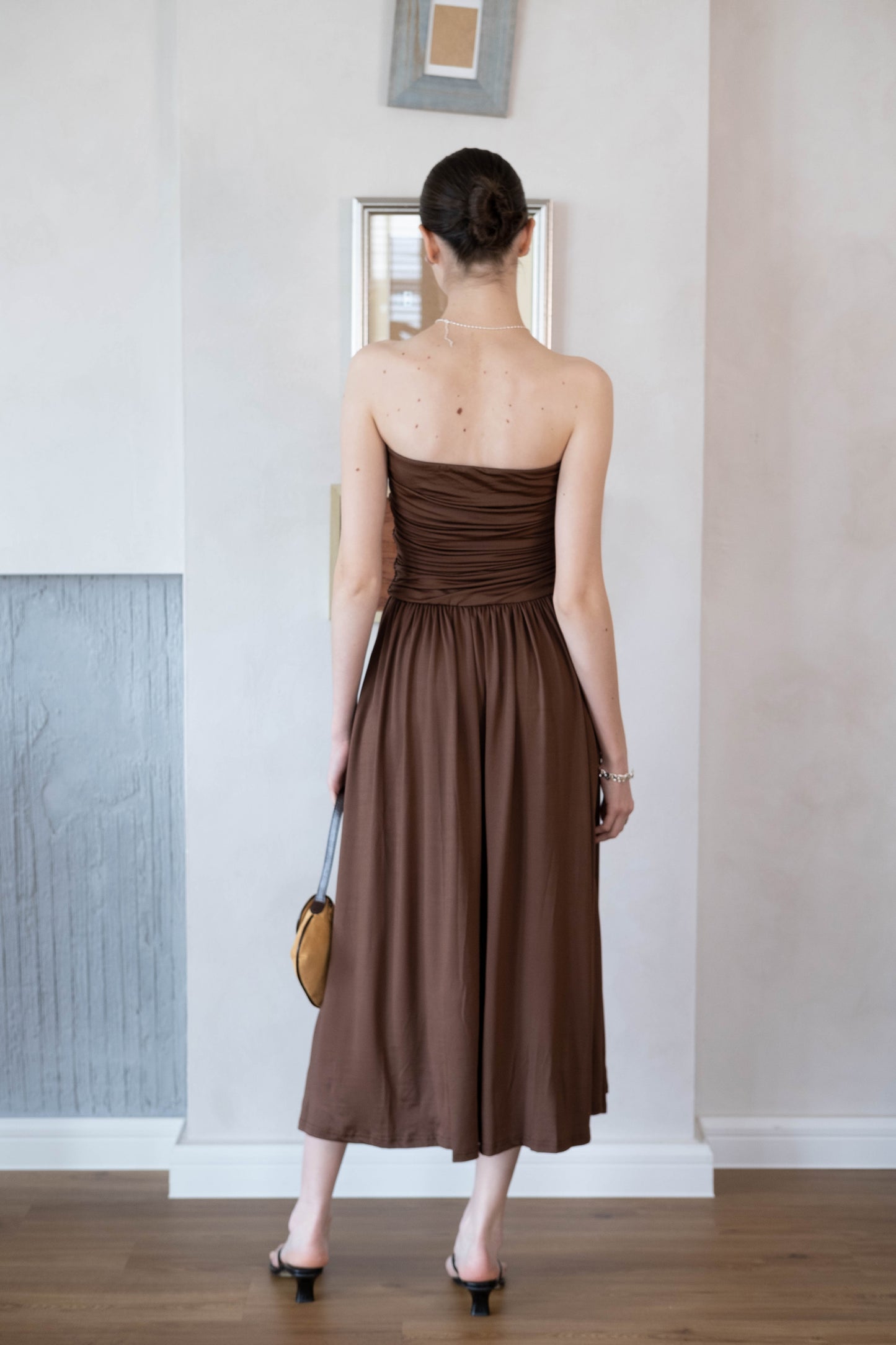 Luna Muse Draped Maxi Dress - Brown