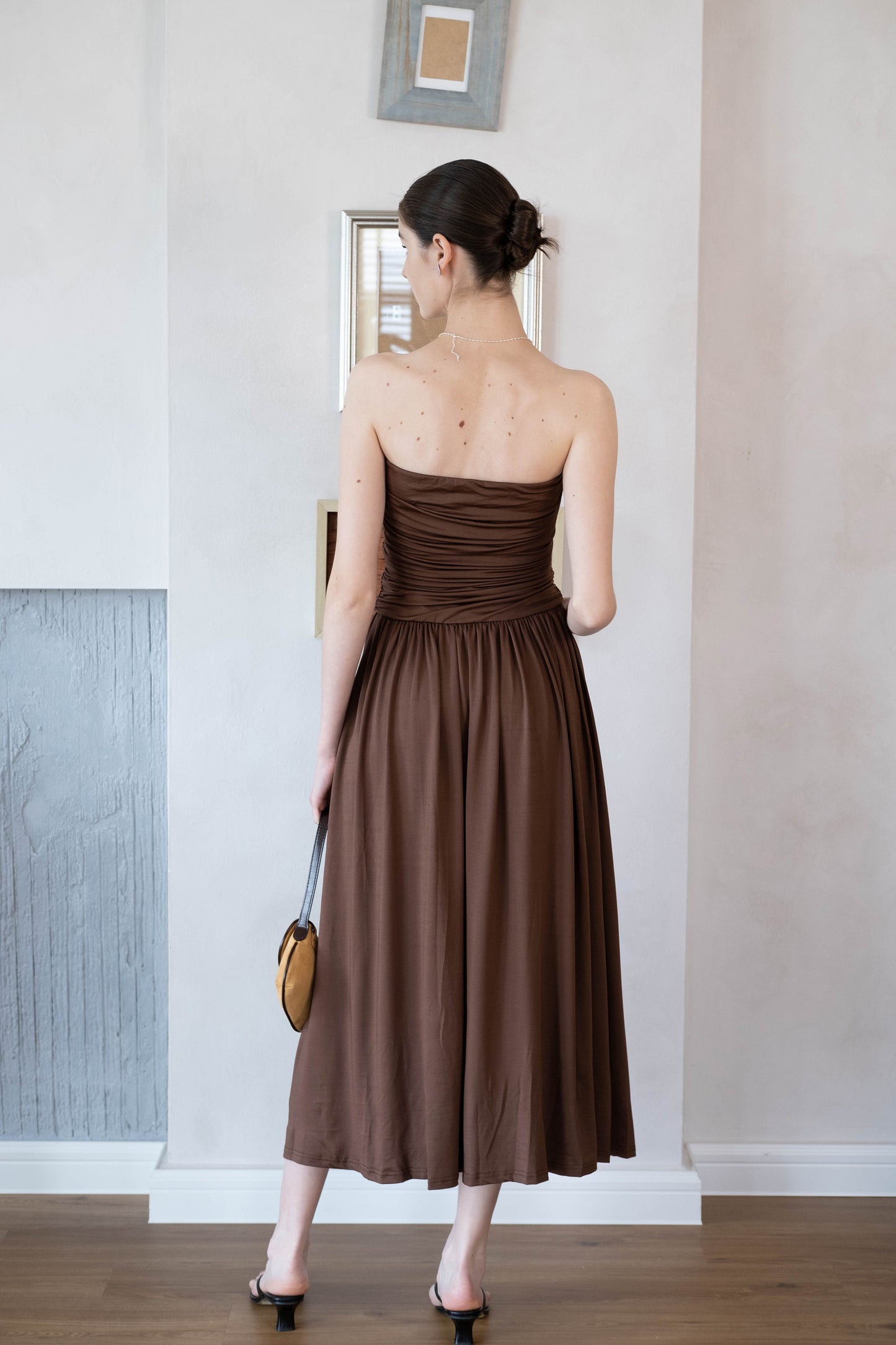 Luna Muse Draped Maxi Dress - Brown