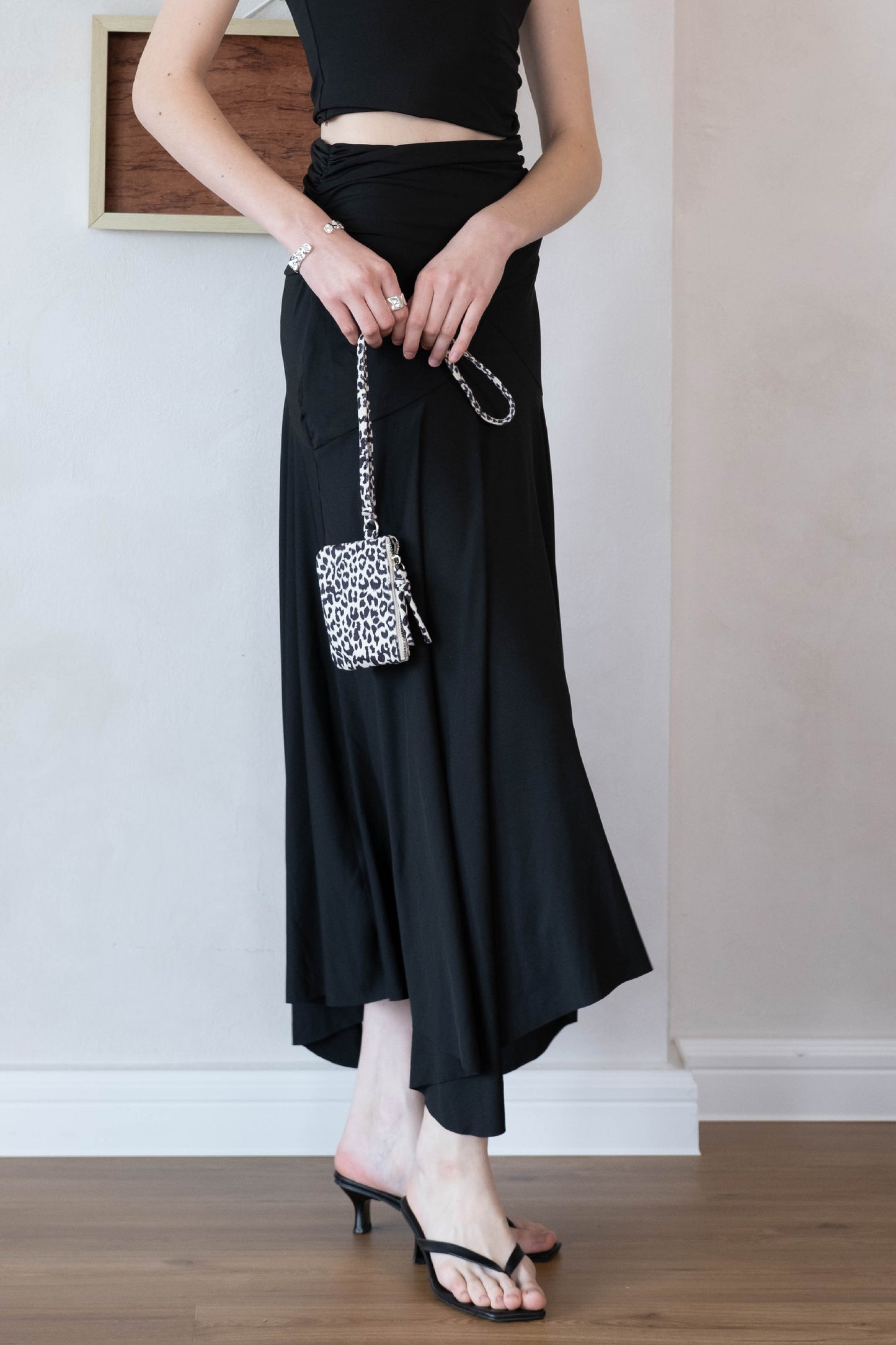 Soft Curve One-Shoulder Crop & Skirt Set - Classic Black