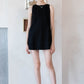 Cotton And Linen Backless Mini Dress In Black
