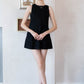 Cotton And Linen Backless Mini Dress In Black