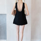 Cotton And Linen Backless Mini Dress In Black