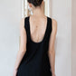 Cotton And Linen Backless Mini Dress In Black