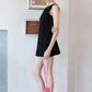 Cotton And Linen Backless Mini Dress In Black