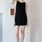 Cotton And Linen Backless Mini Dress In Black