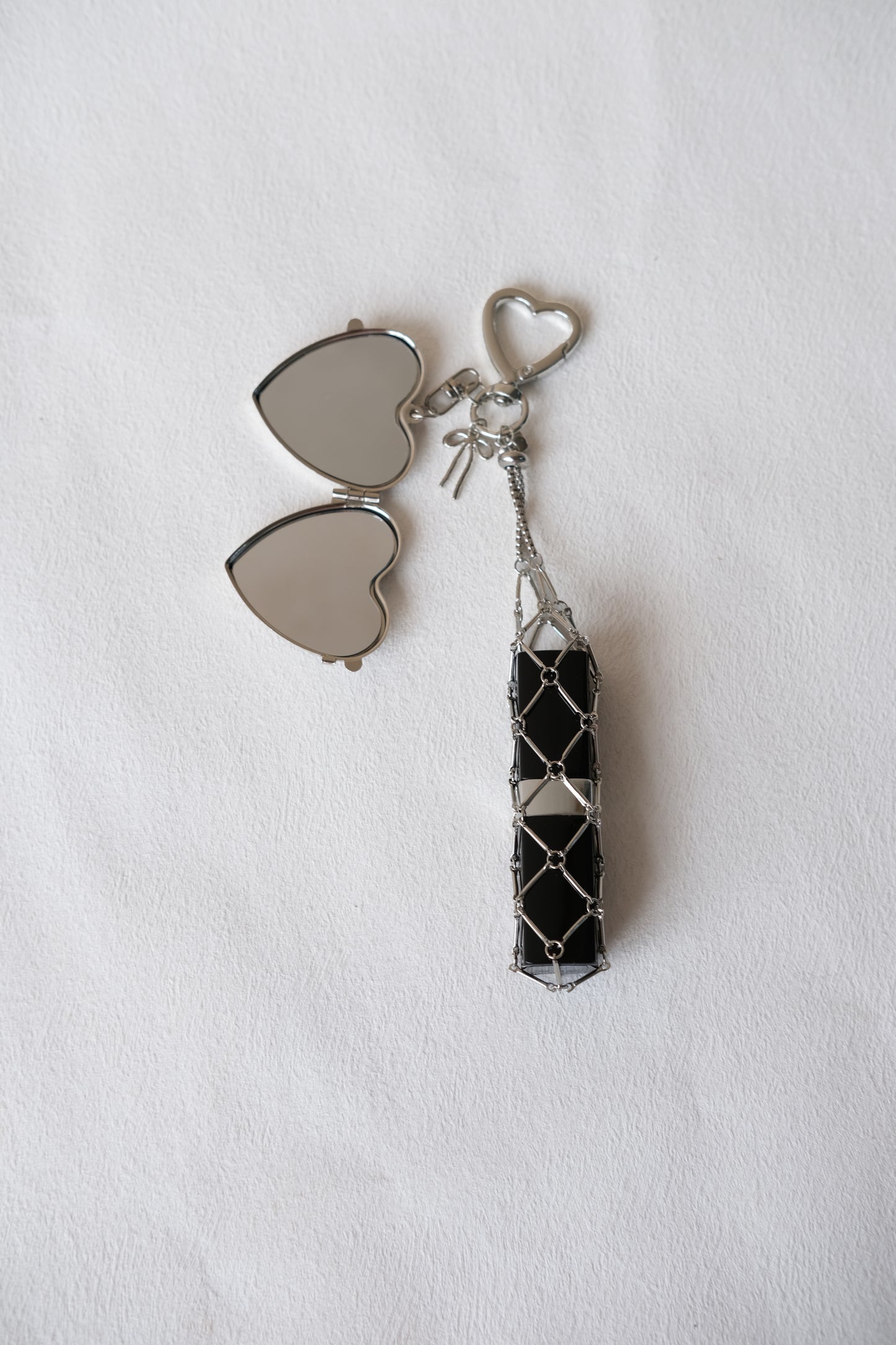 Classic Silver Lipstick Charm - Heart Shape
